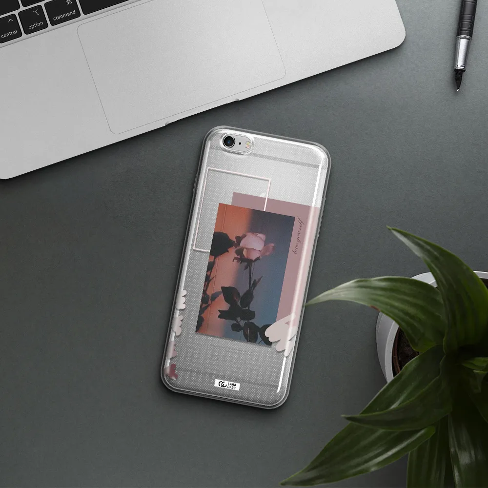 Pink Rose Apple iPhone 6 s plus Clear TPU Case