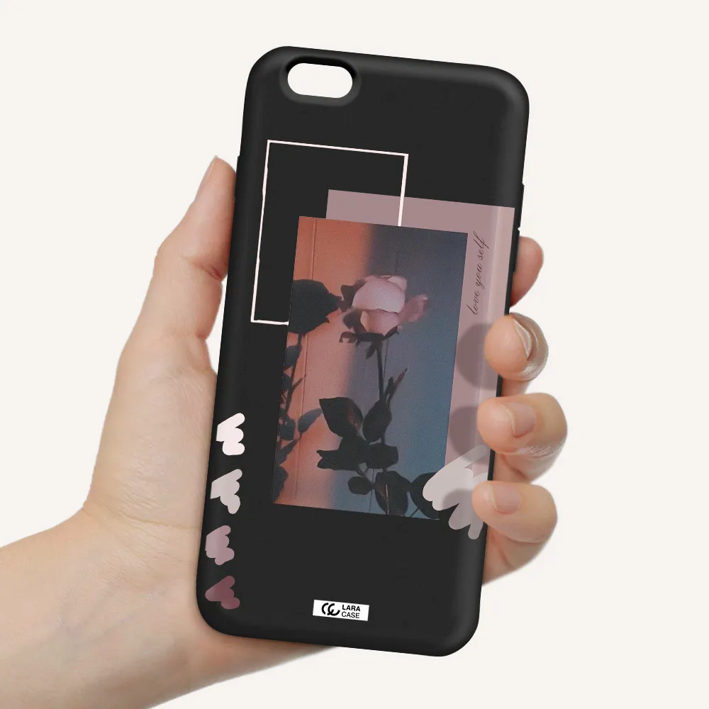 Pink Rose Apple iPhone 6 s plus Silicone black Case