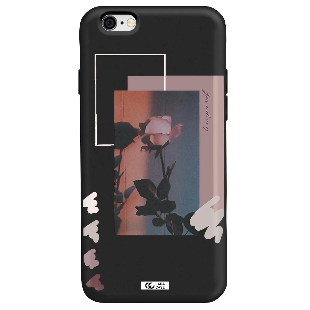 Pink Rose Apple iPhone 6 Silicone black Case