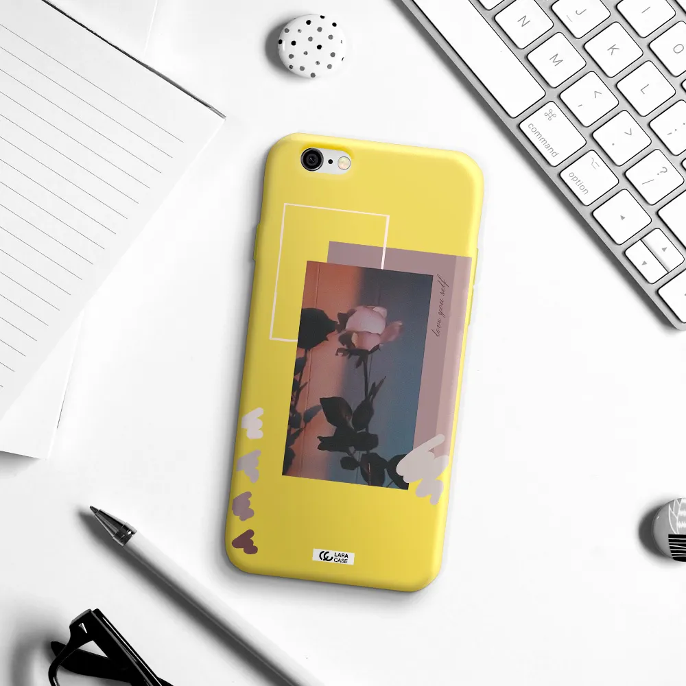 Pink Rose Apple iPhone 6 Silicone canary yellow Case
