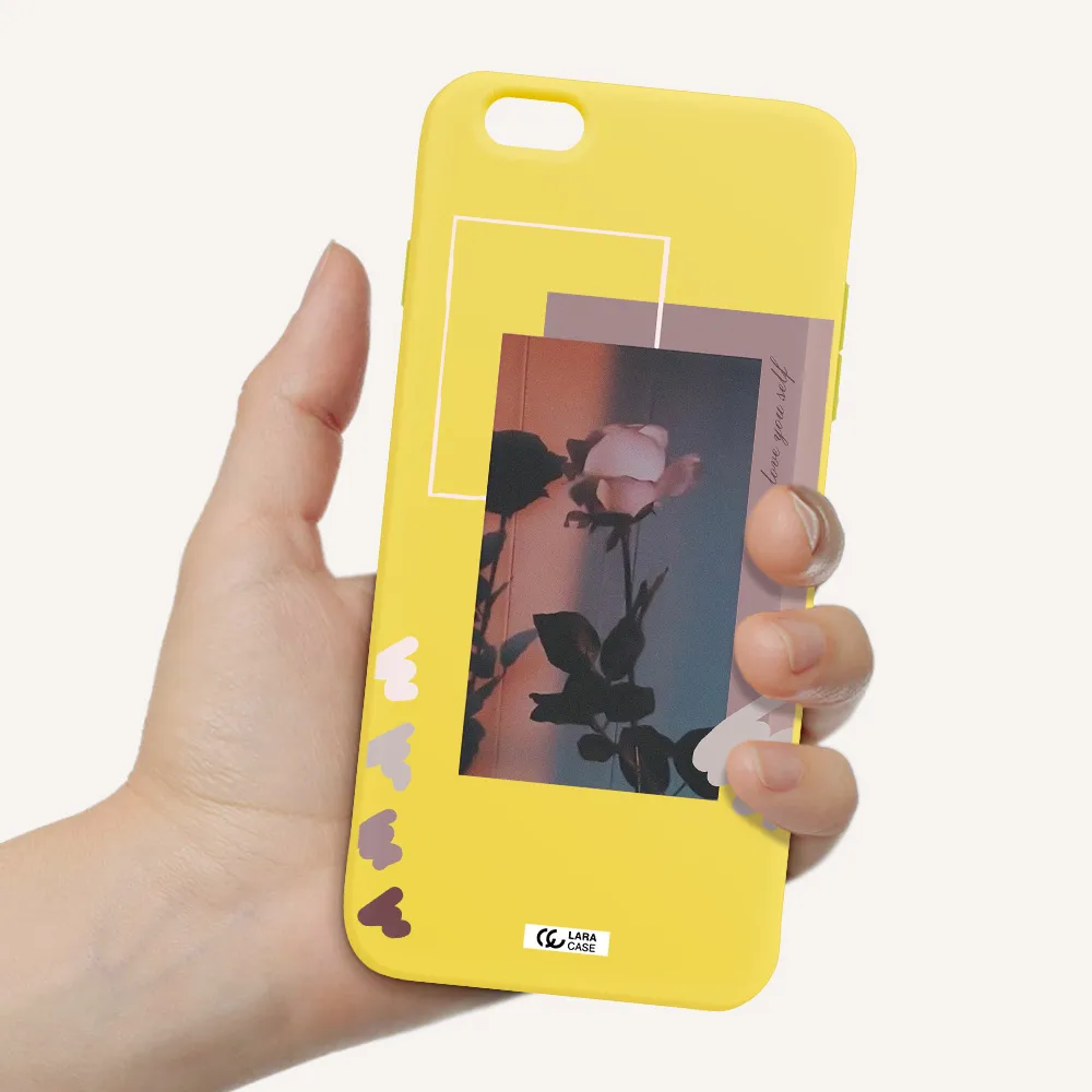 Pink Rose Apple iPhone 6S Silicone canary yellow Case