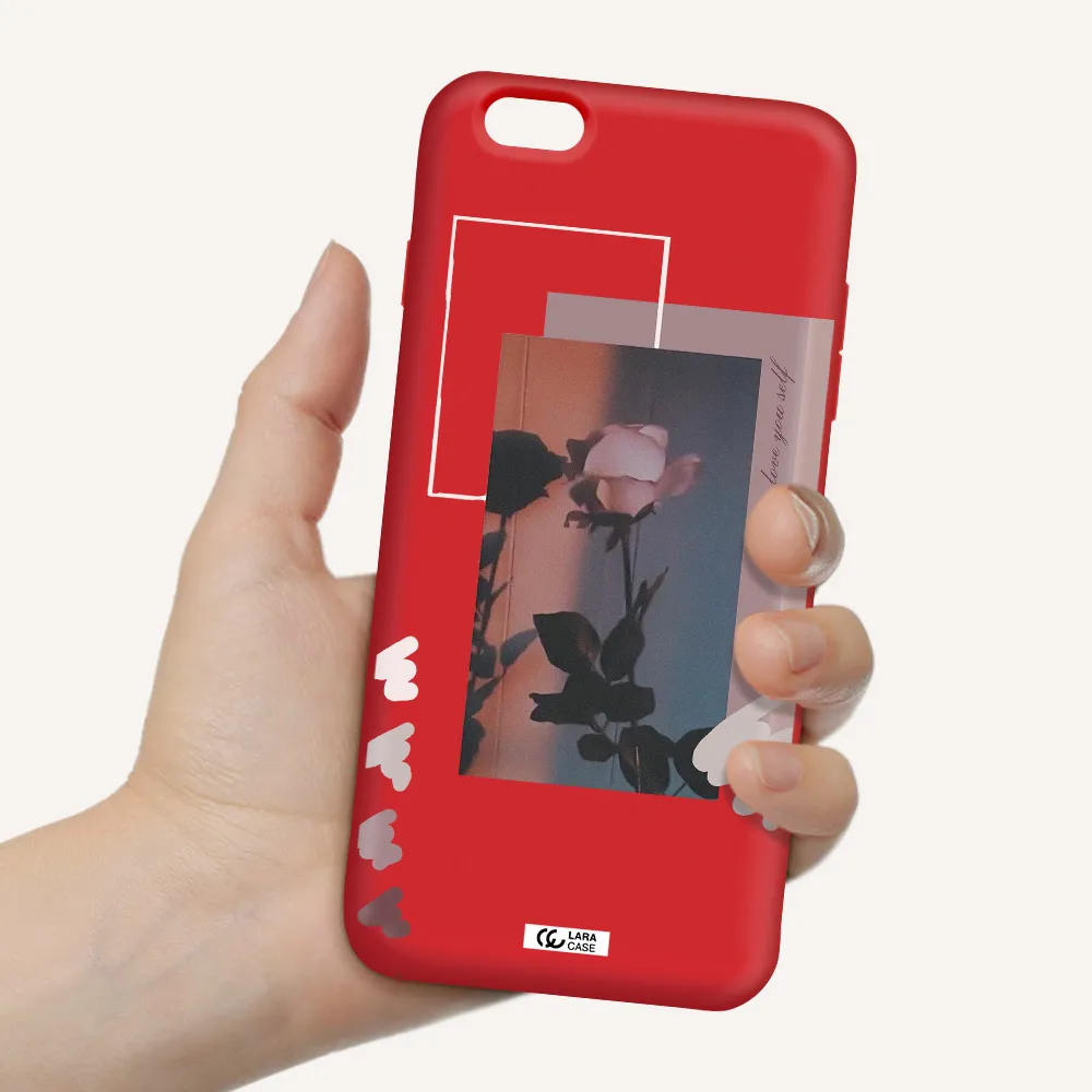 Pink Rose Apple iPhone 6S Silicone Imperial Red Case