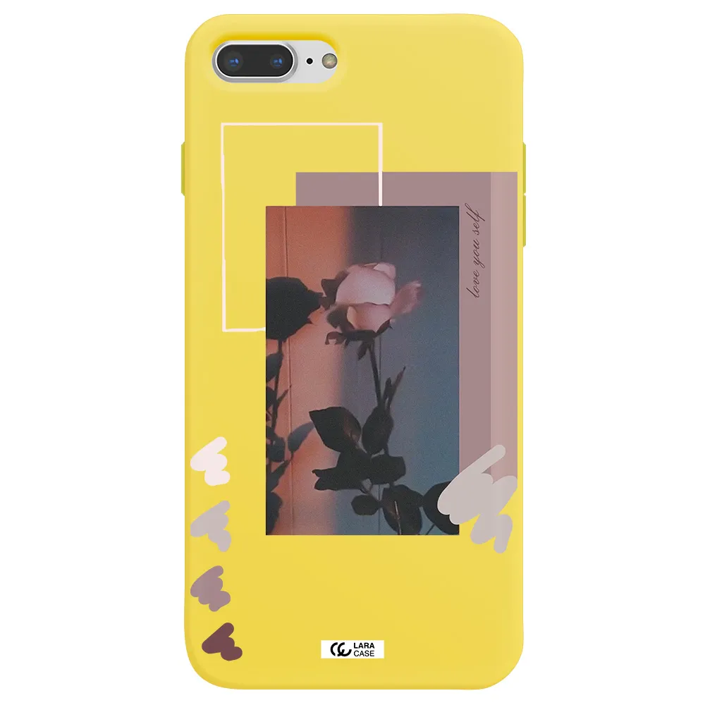 Pink Rose Apple iPhone 7 plus Silicone canary yellow Case