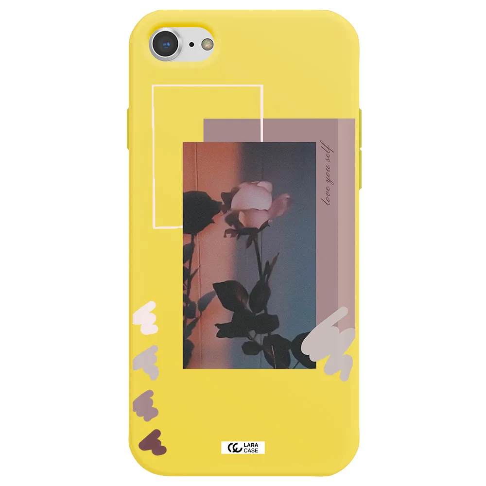 Pink Rose Apple iPhone 7 Silicone canary yellow Case