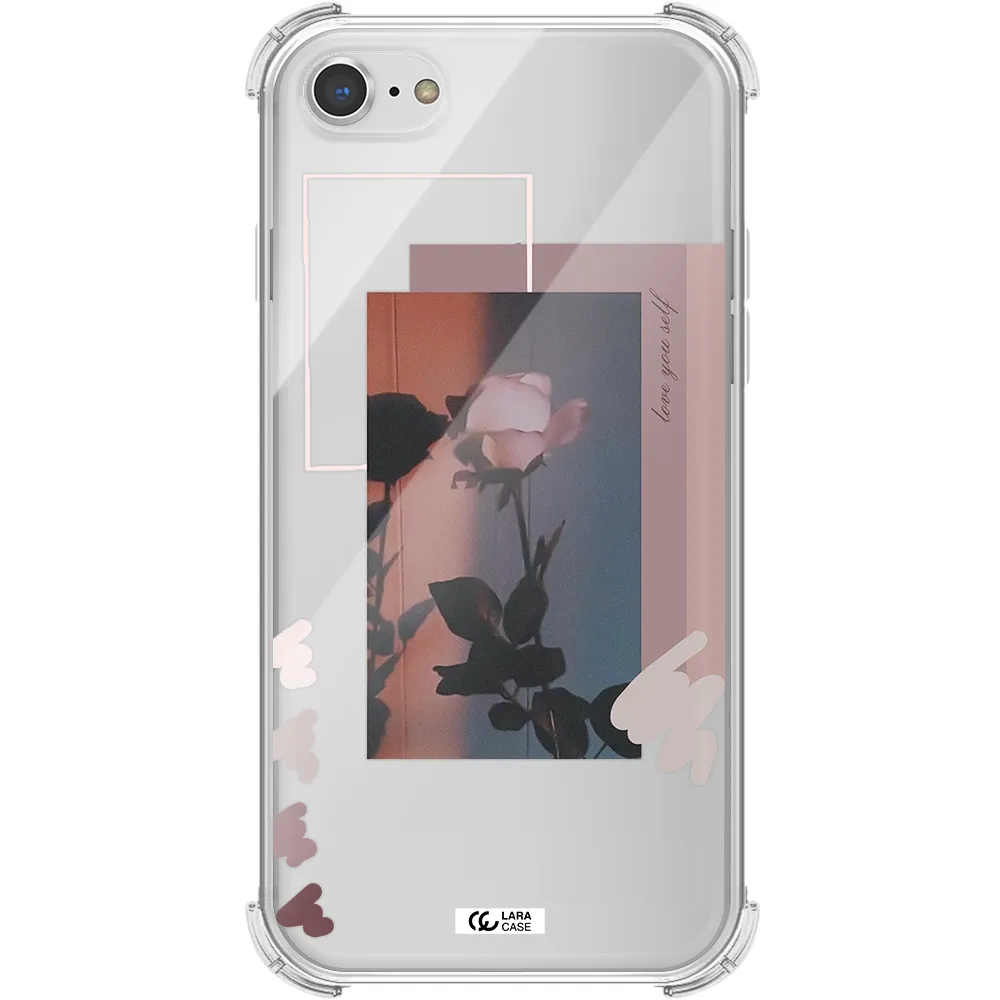 Pink Rose Apple iPhone 8 Clear PC Case