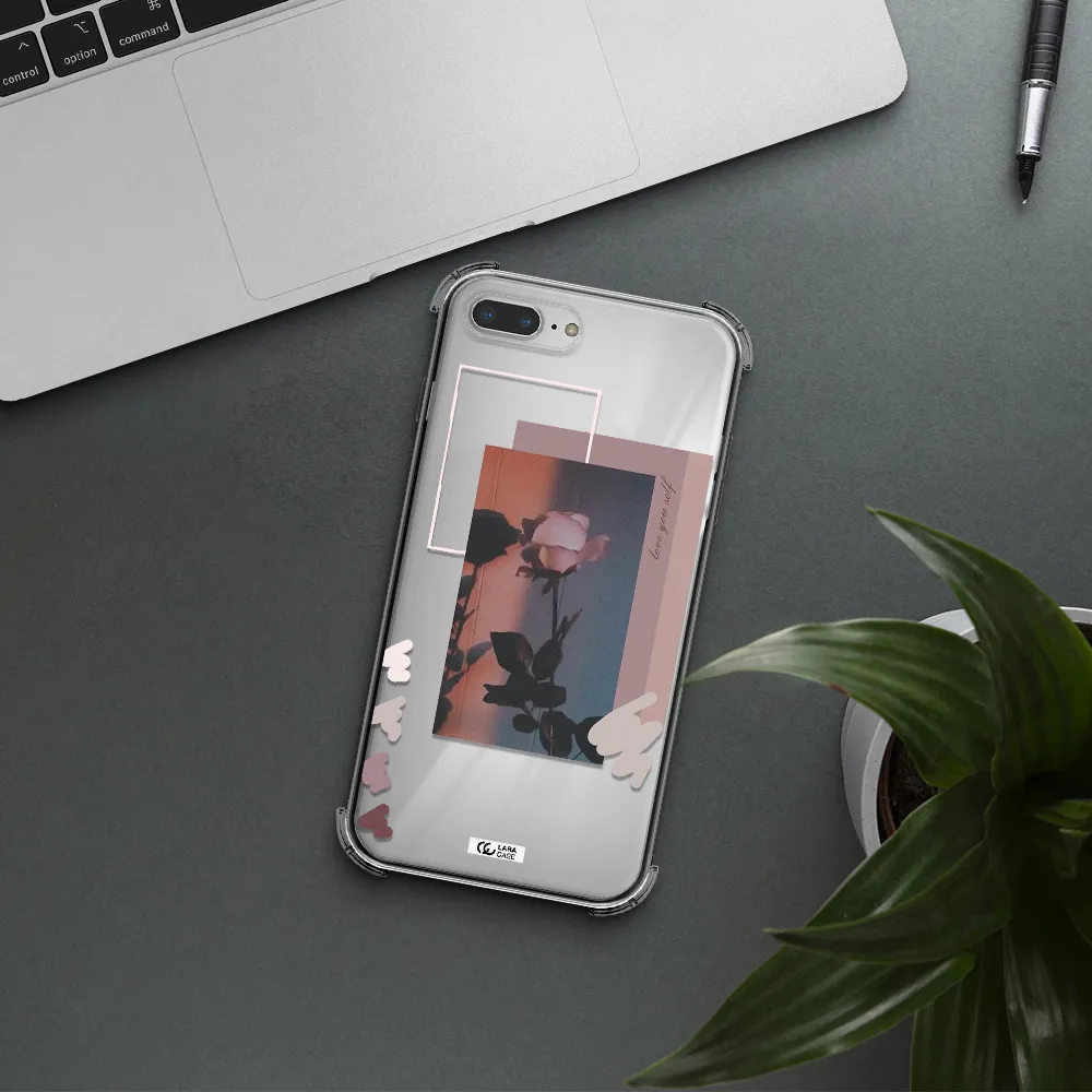 Pink Rose Apple iPhone 8 plus Clear PC Case
