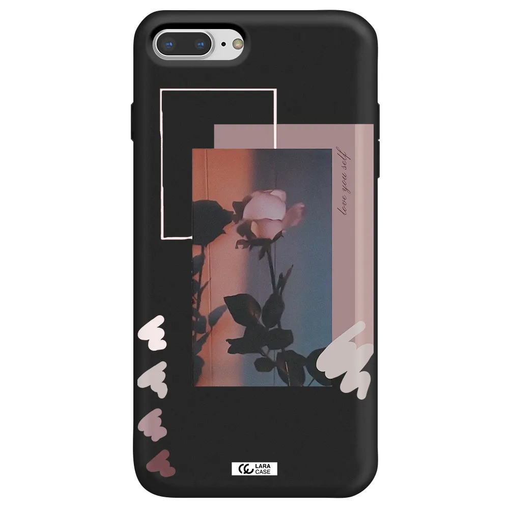 Pink Rose Apple iPhone 8 plus Silicone black Case