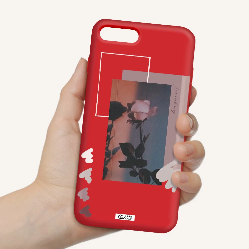Pink Rose Apple iPhone 8 plus Silicone Imperial Red Case
