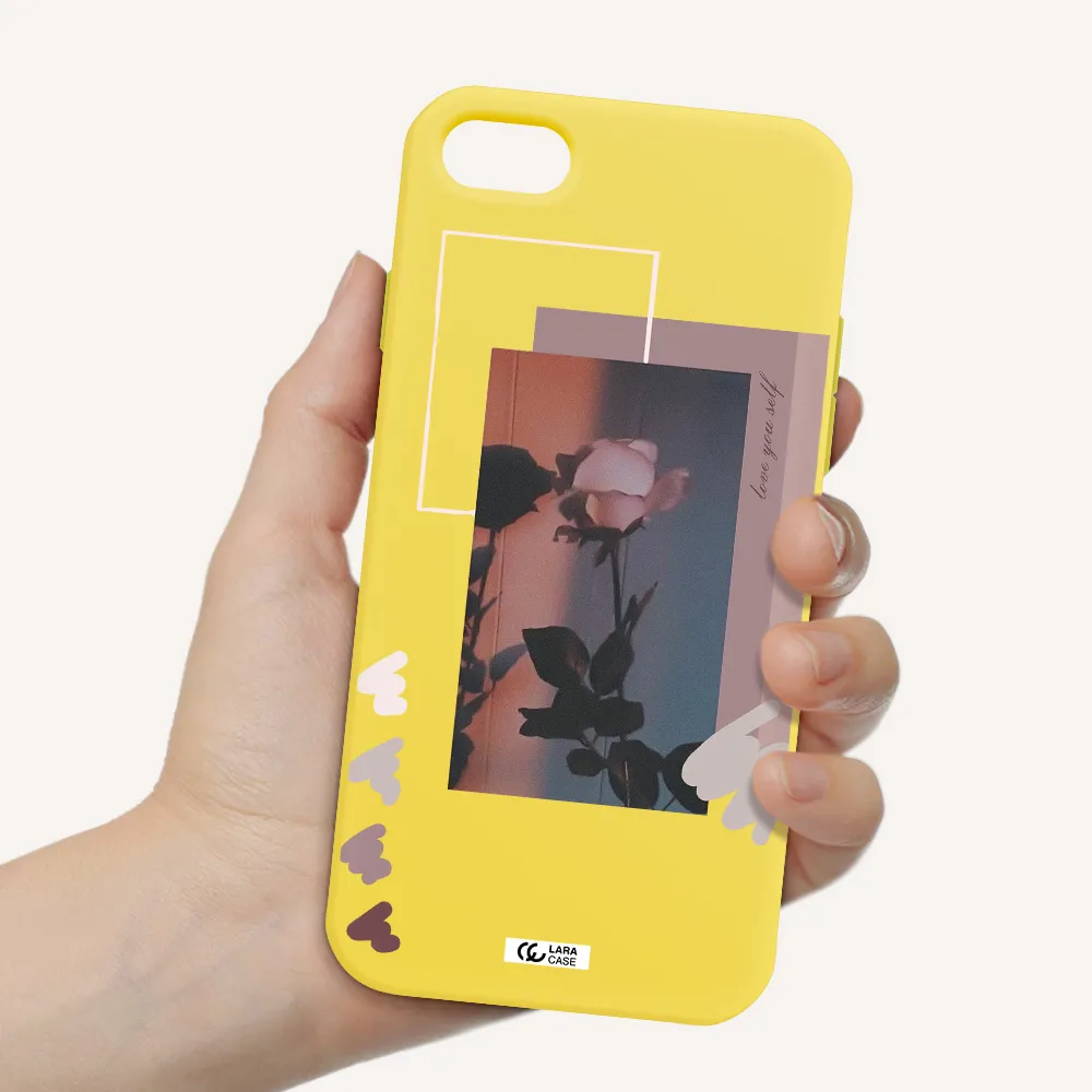Pink Rose Apple iPhone 8 Silicone canary yellow Case