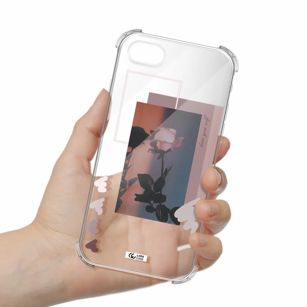 Pink Rose Apple iPhone se 2020 Clear PC Case