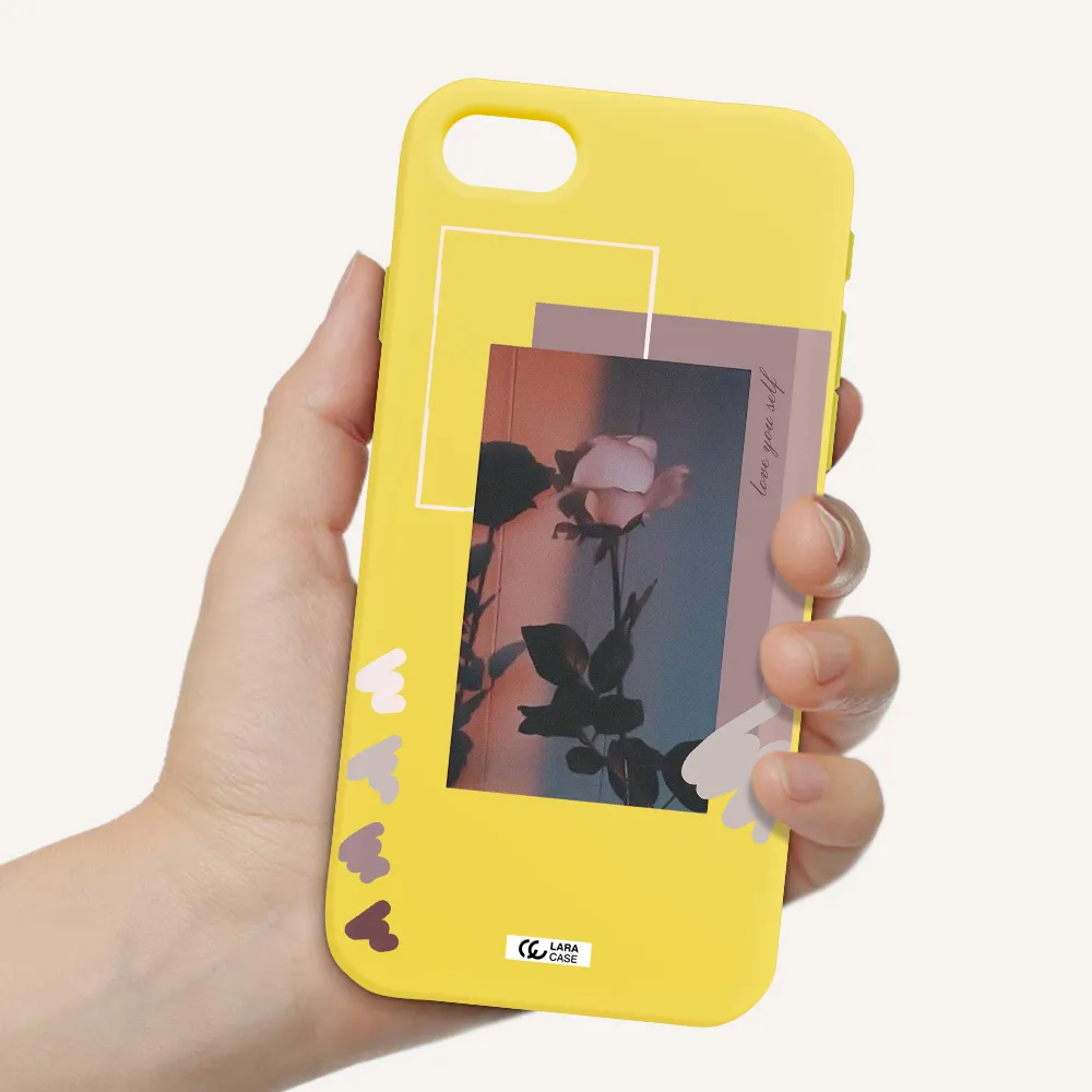 Pink Rose Apple iPhone se 2020 Silicone canary yellow Case