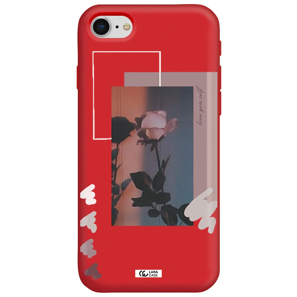 Pink Rose Apple iPhone se 2020 Silicone Imperial Red Case