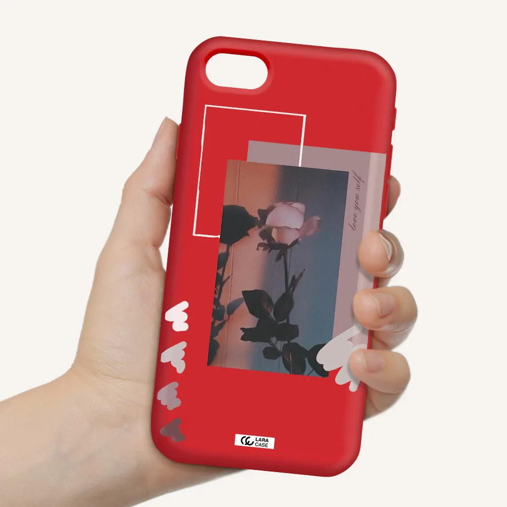 Pink Rose Apple iPhone se 2020 Silicone Imperial Red Case