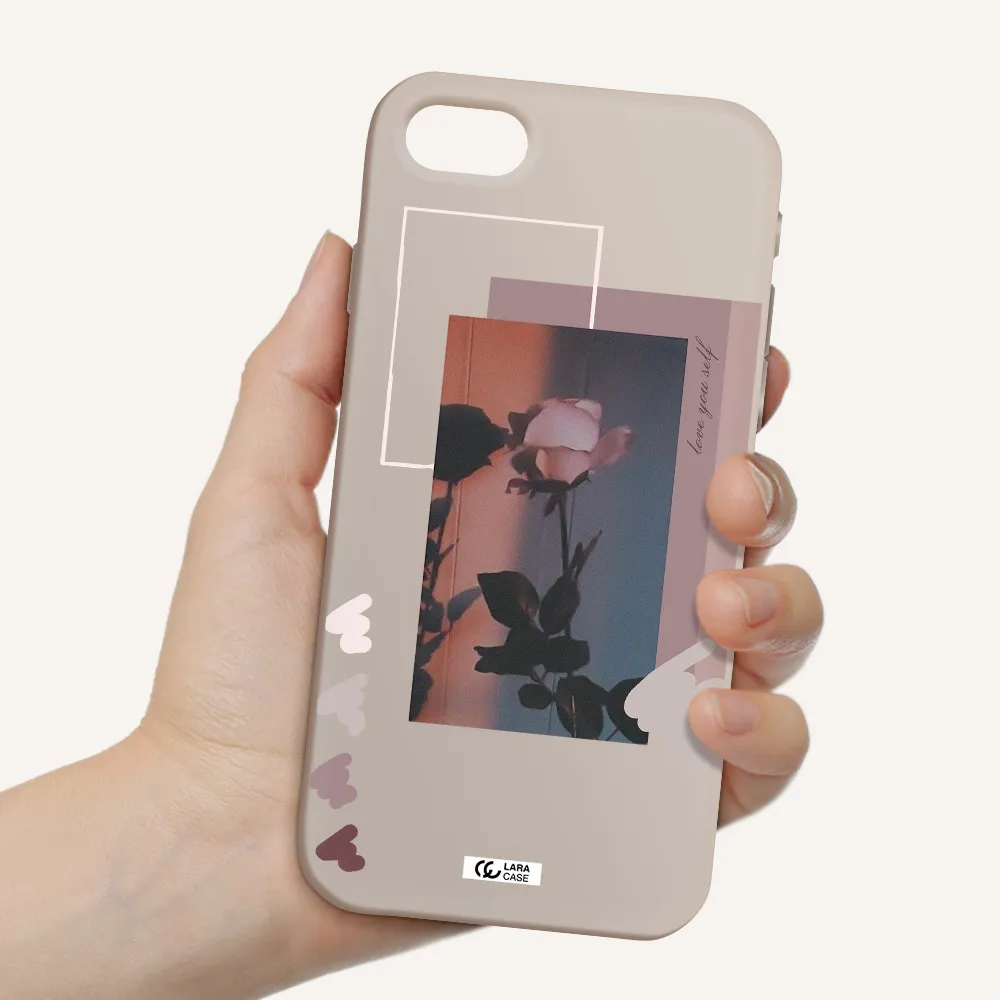 Pink Rose Apple iPhone se 2020 Silicone Stone Case
