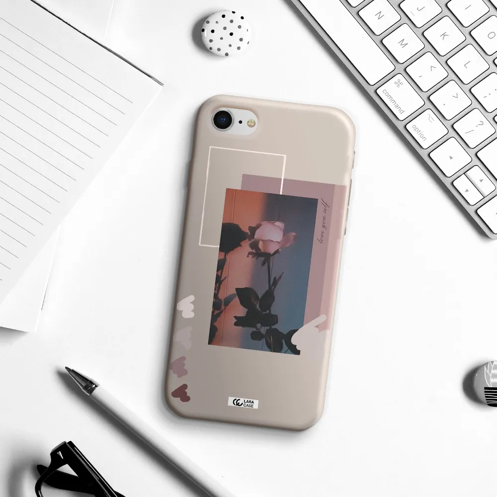 Pink Rose Apple iPhone se 2020 Silicone Stone Case