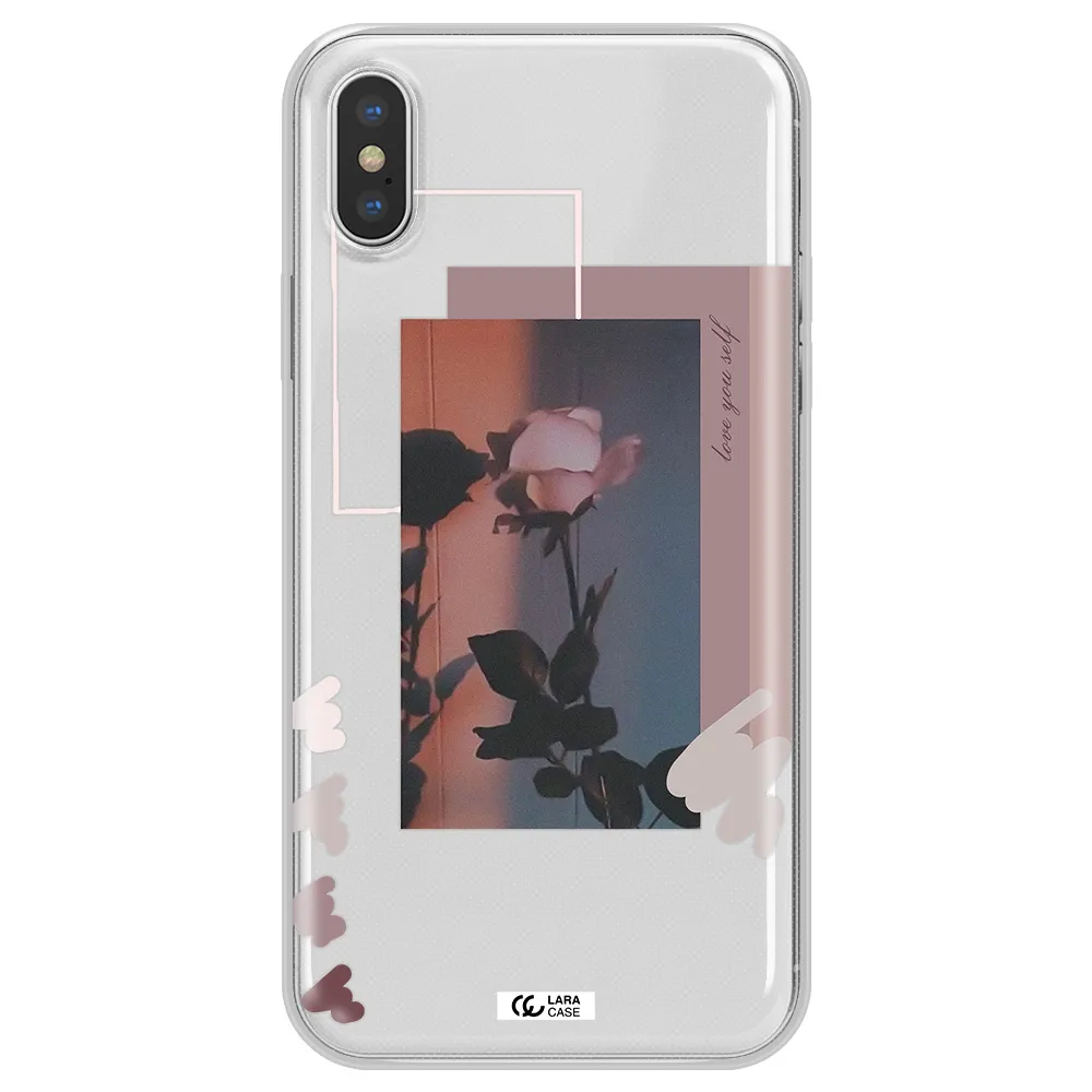 Pink Rose Apple iPhone X Clear TPU Case