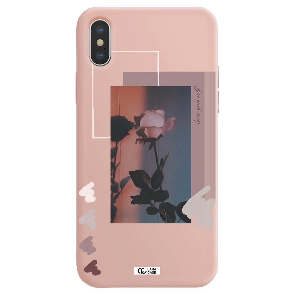 Pink Rose Apple iPhone X Silicone pastel pink Case