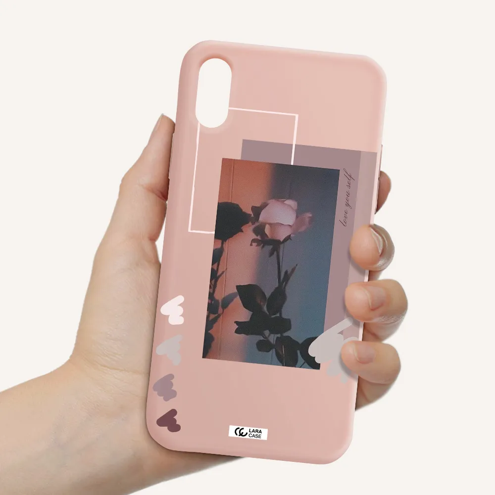 Pink Rose Apple iPhone X Silicone pastel pink Case