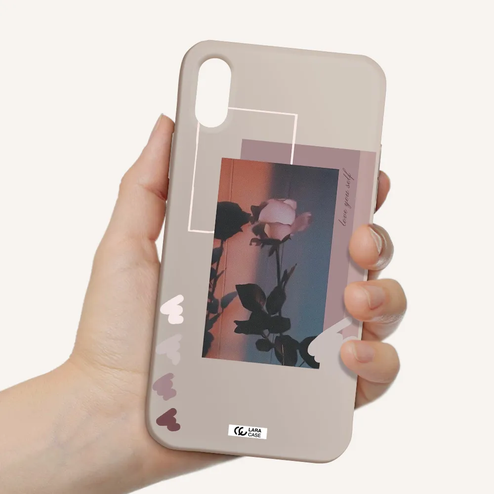 Pink Rose Apple iPhone X Silicone Stone Case