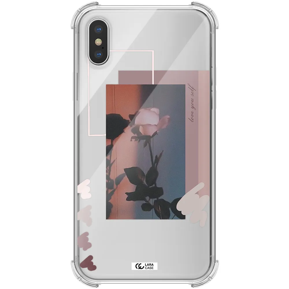 Pink Rose Apple iPhone XS Clear PC Case