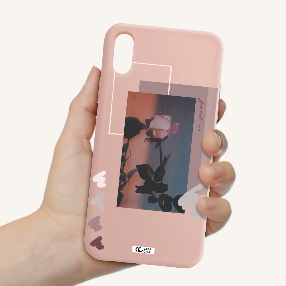 Pink Rose Apple iPhone XS Silicone pastel pink Case