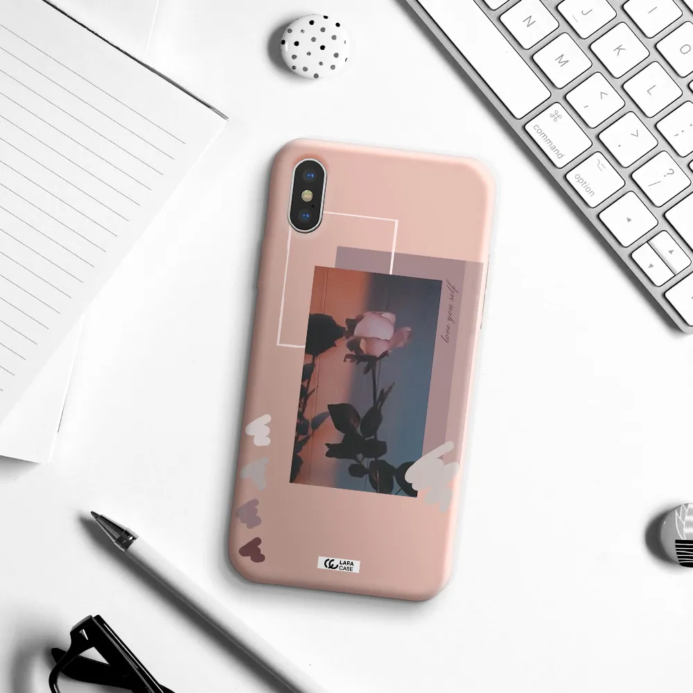 Pink Rose Apple iPhone XS Silicone pastel pink Case