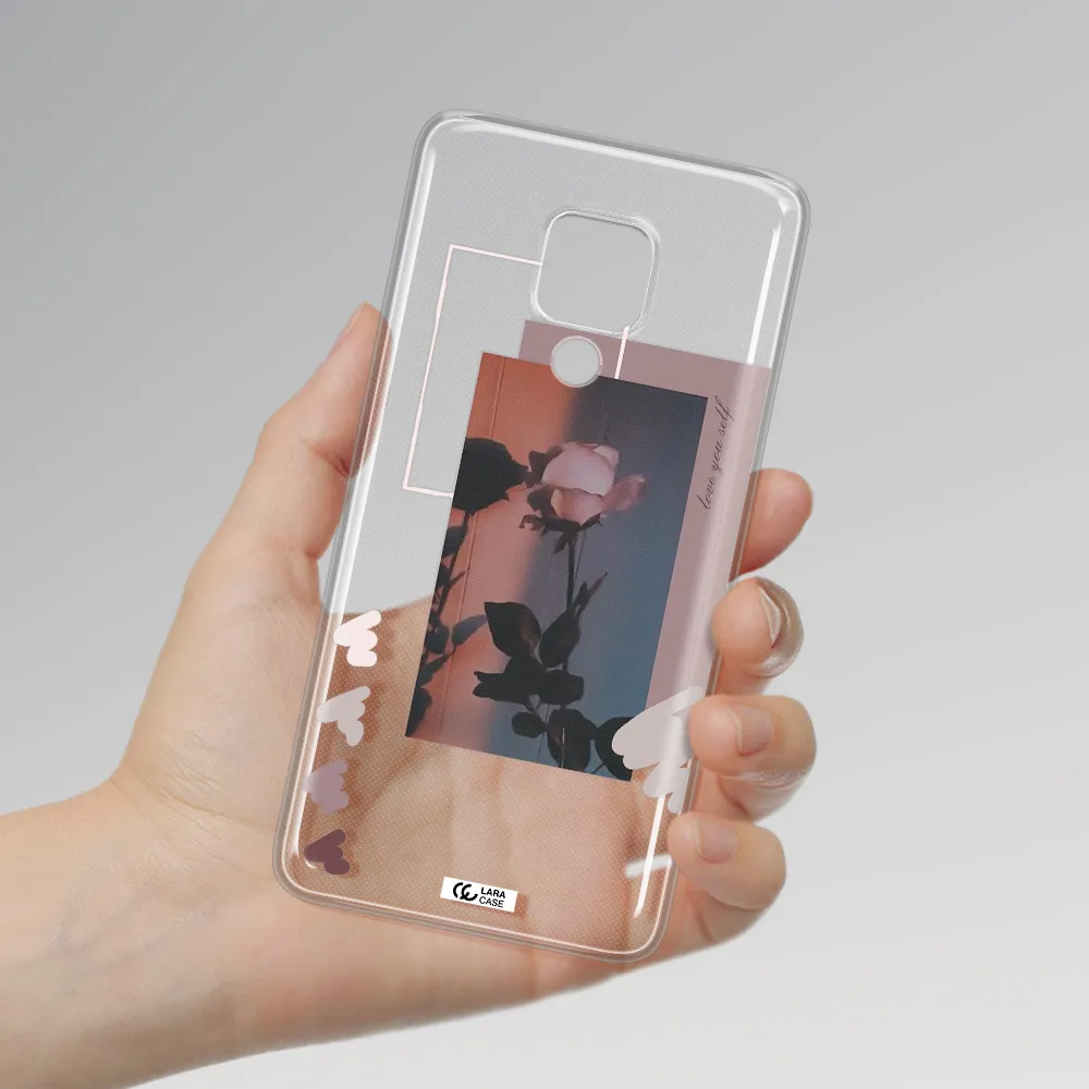 Pink Rose Huawei Mate 20X Clear TPU Case