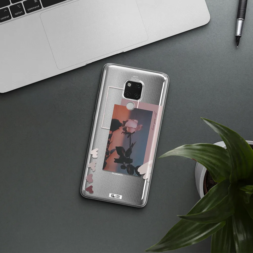 Pink Rose Huawei Mate 20X Clear TPU Case
