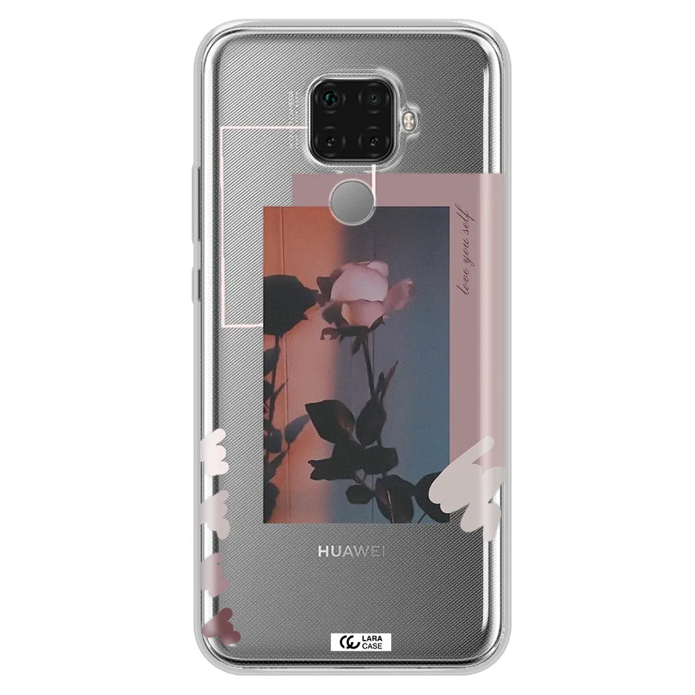 Pink Rose Huawei Mate 30 Lite Clear TPU Case