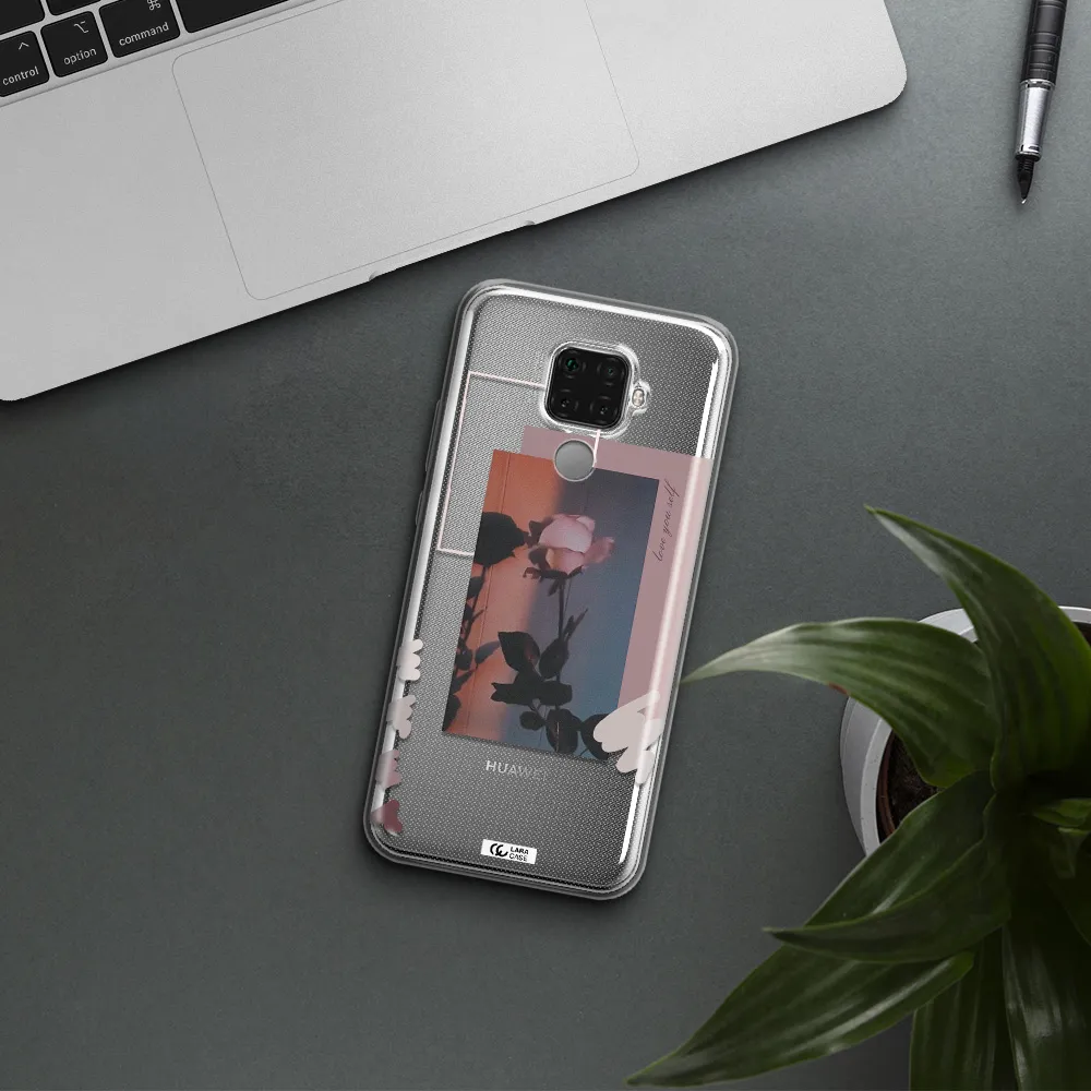 Pink Rose Huawei Mate 30 Lite Clear TPU Case