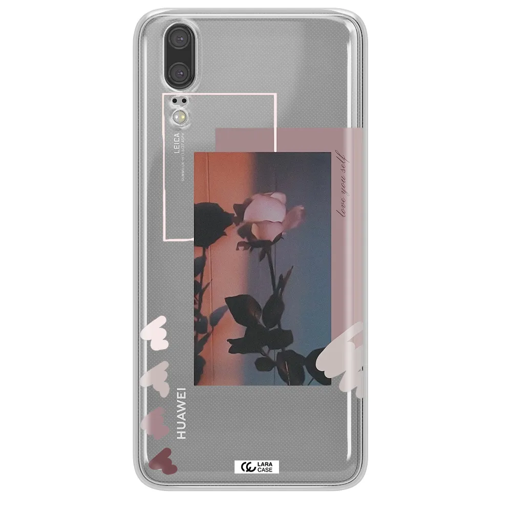 Pink Rose Huawei P20 Clear TPU Case