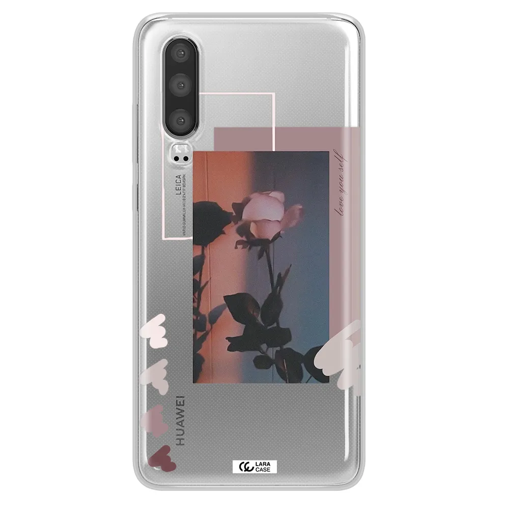 Pink Rose Huawei P30 Clear TPU Case