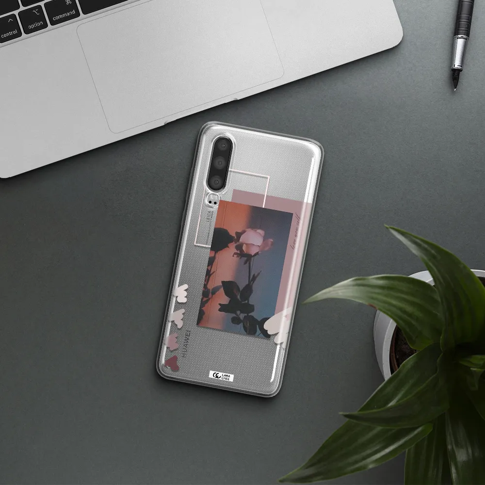 Pink Rose Huawei P30 Clear TPU Case