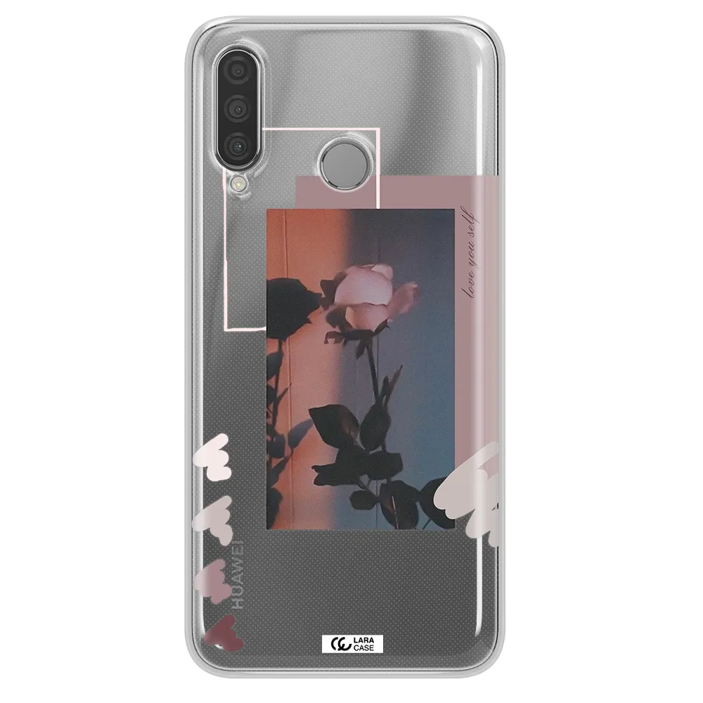 Pink Rose Huawei P30 Lite Clear TPU Case