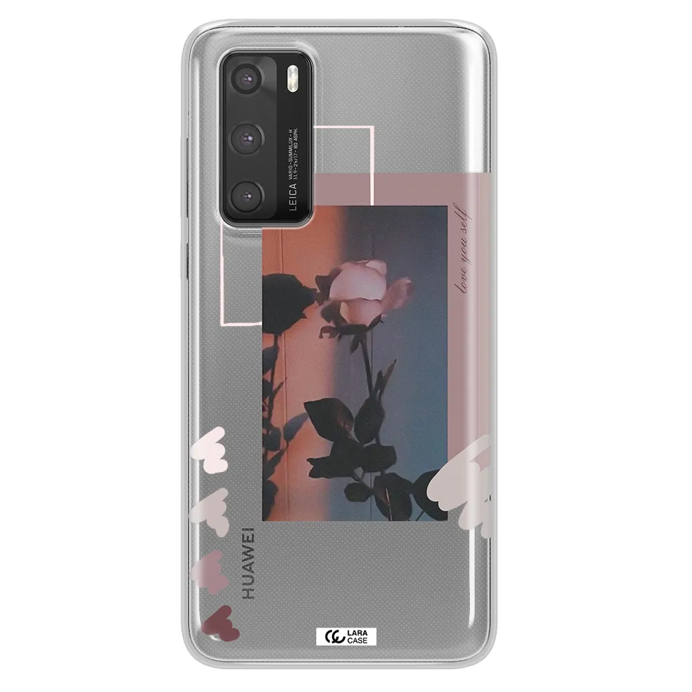 Pink Rose Huawei P40 Clear TPU Case