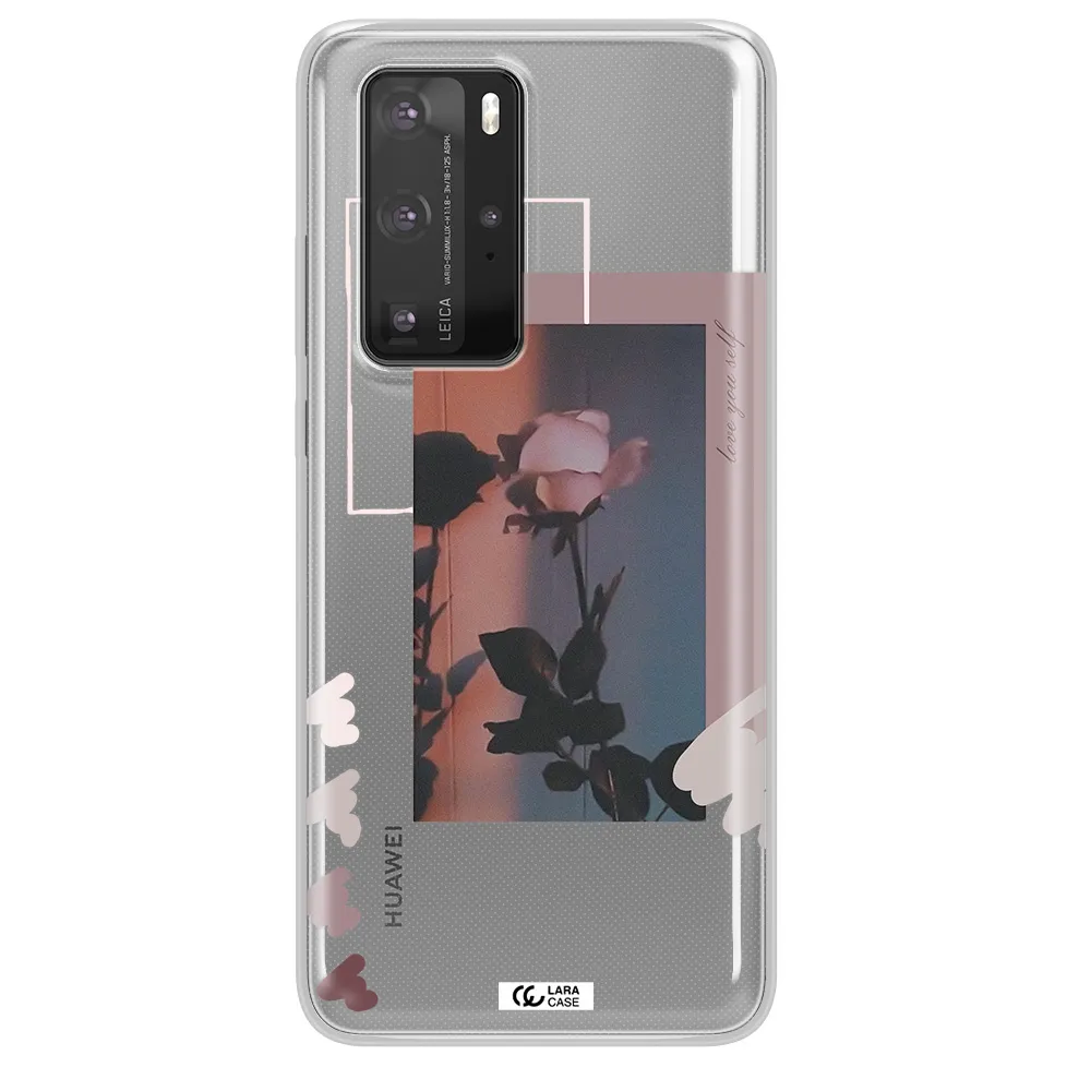 Pink Rose Huawei P40 Pro Clear TPU Case
