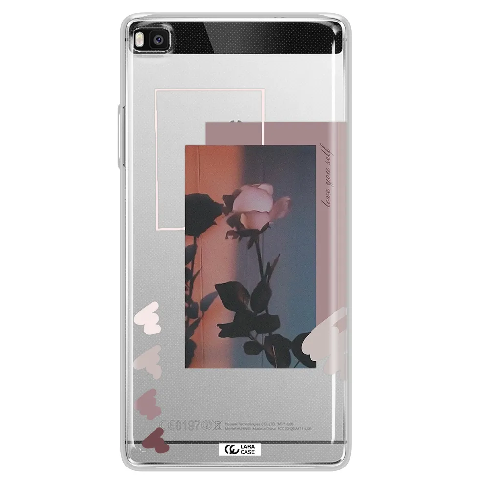 Pink Rose Huawei P8 Clear TPU Case