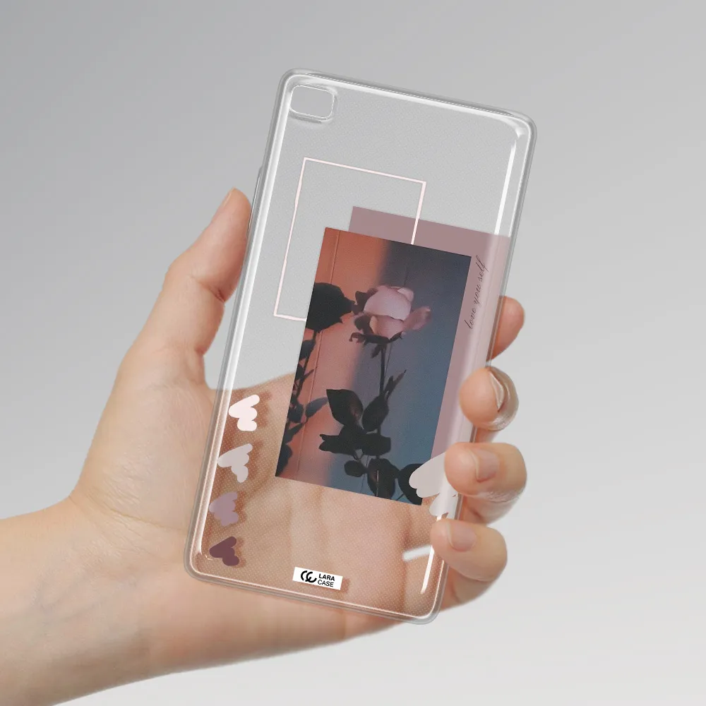 Pink Rose Huawei P8 Clear TPU Case