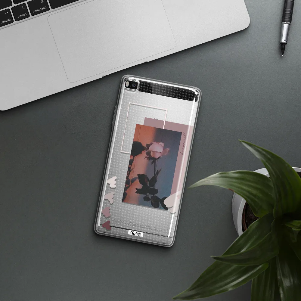 Pink Rose Huawei P8 Clear TPU Case