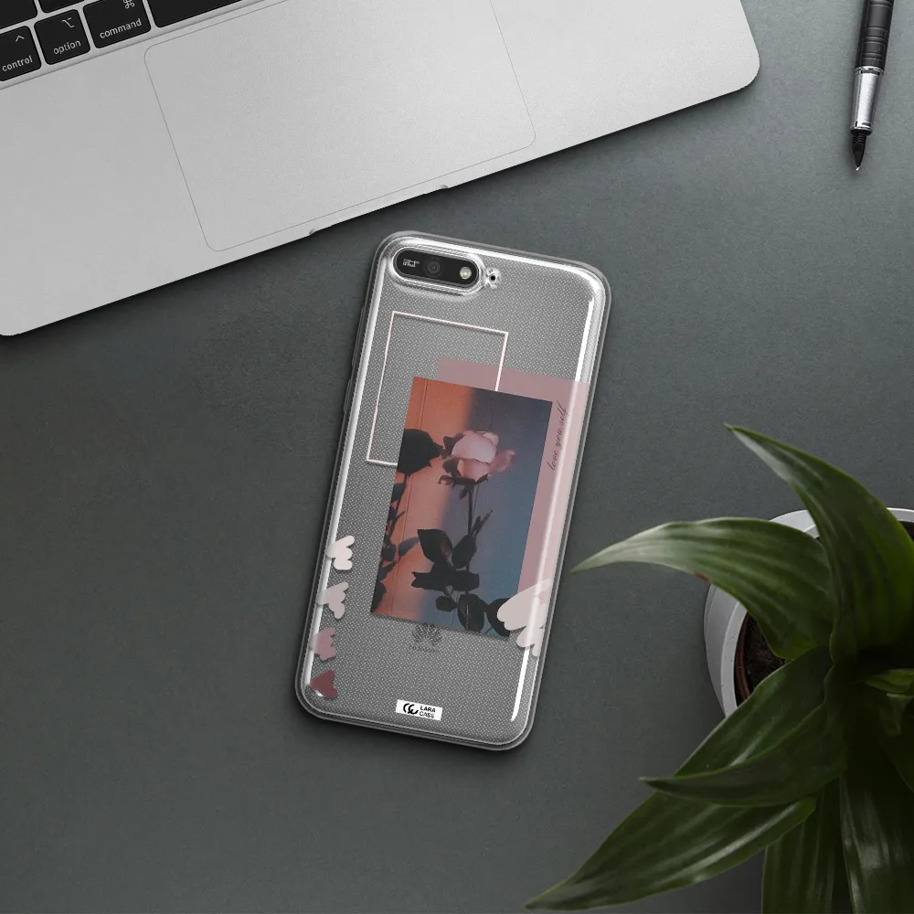 Pink Rose Huawei Y6 2018 Clear TPU Case