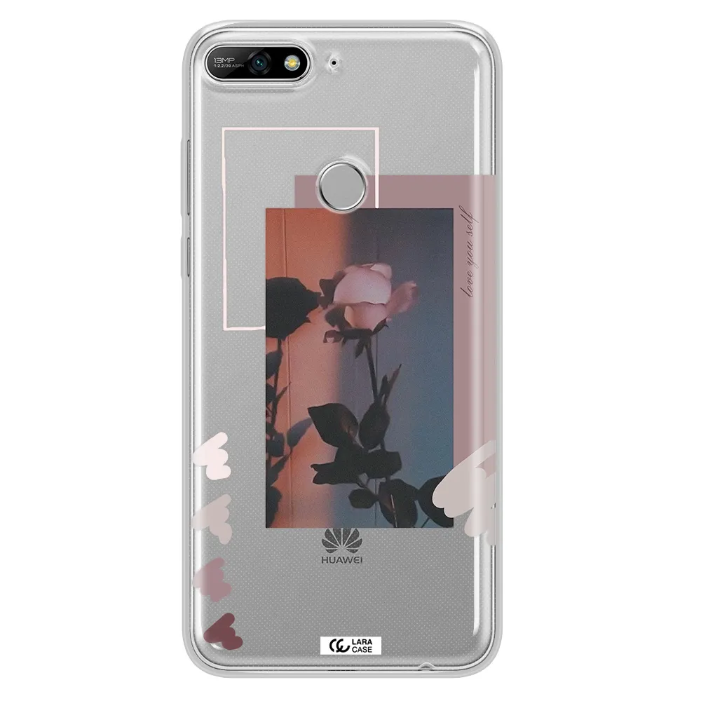 Pink Rose Huawei Y7 2018 Clear TPU Case
