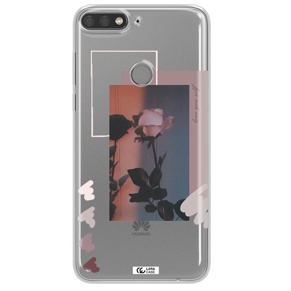 Pink Rose Huawei Y7 Prime 2018 Clear TPU Case