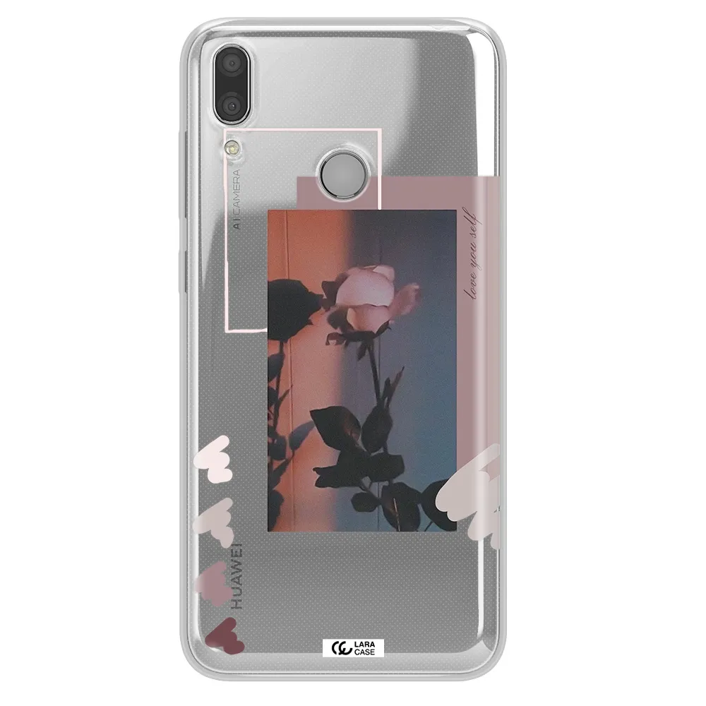 Pink Rose Huawei Y9 2019 Clear TPU Case