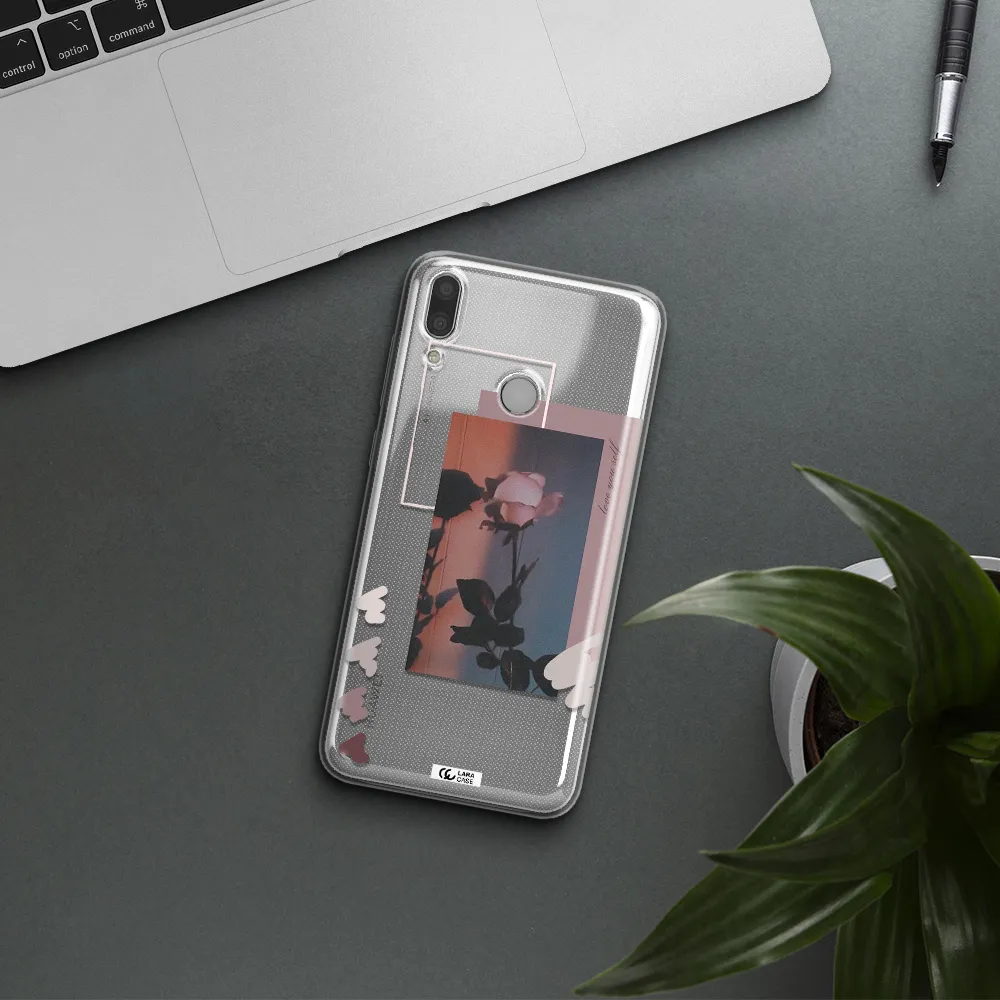 Pink Rose Huawei Y9 2019 Clear TPU Case