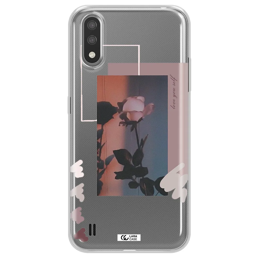 Pink Rose Samsung A01 Clear TPU Case