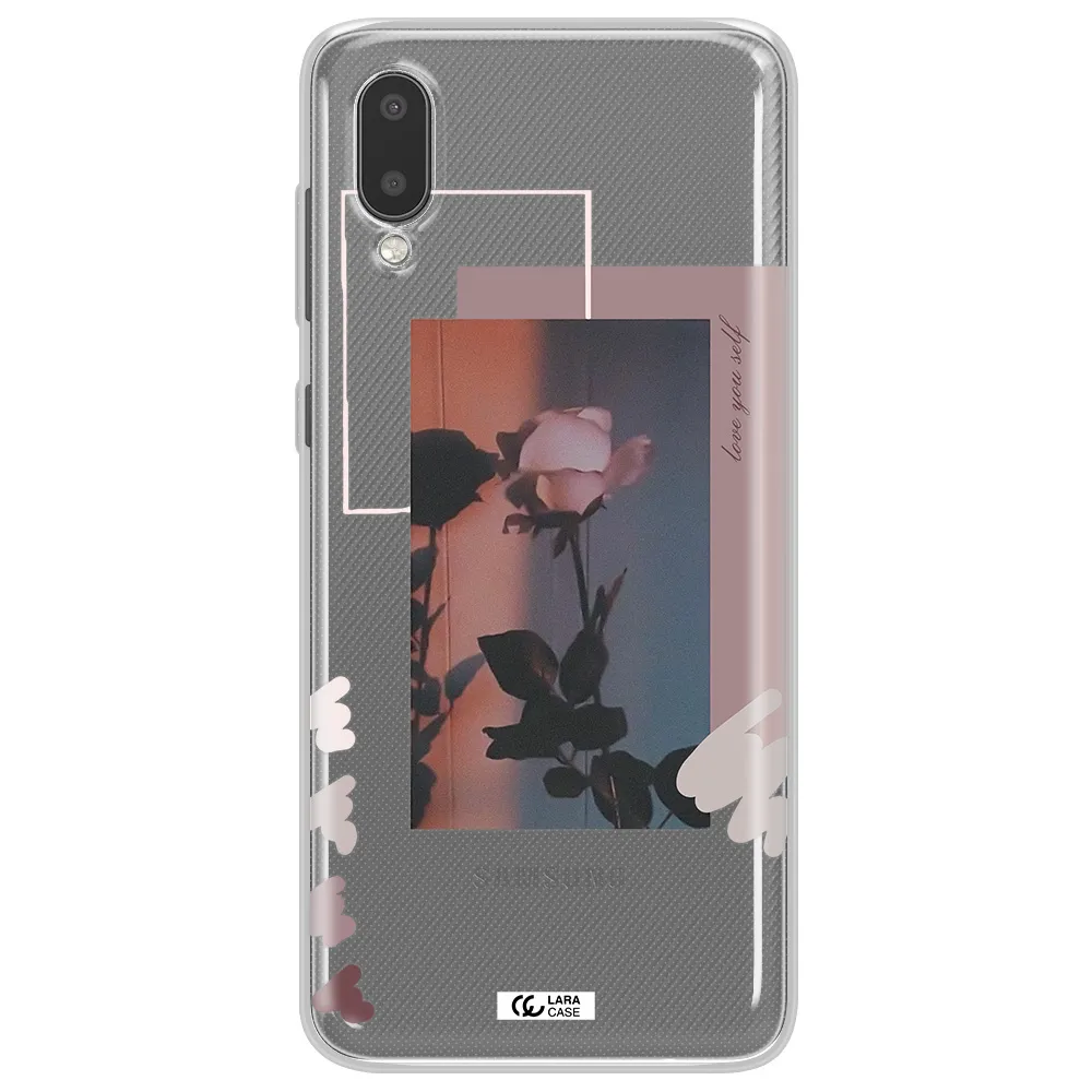 Pink Rose Samsung A02 Clear TPU Case