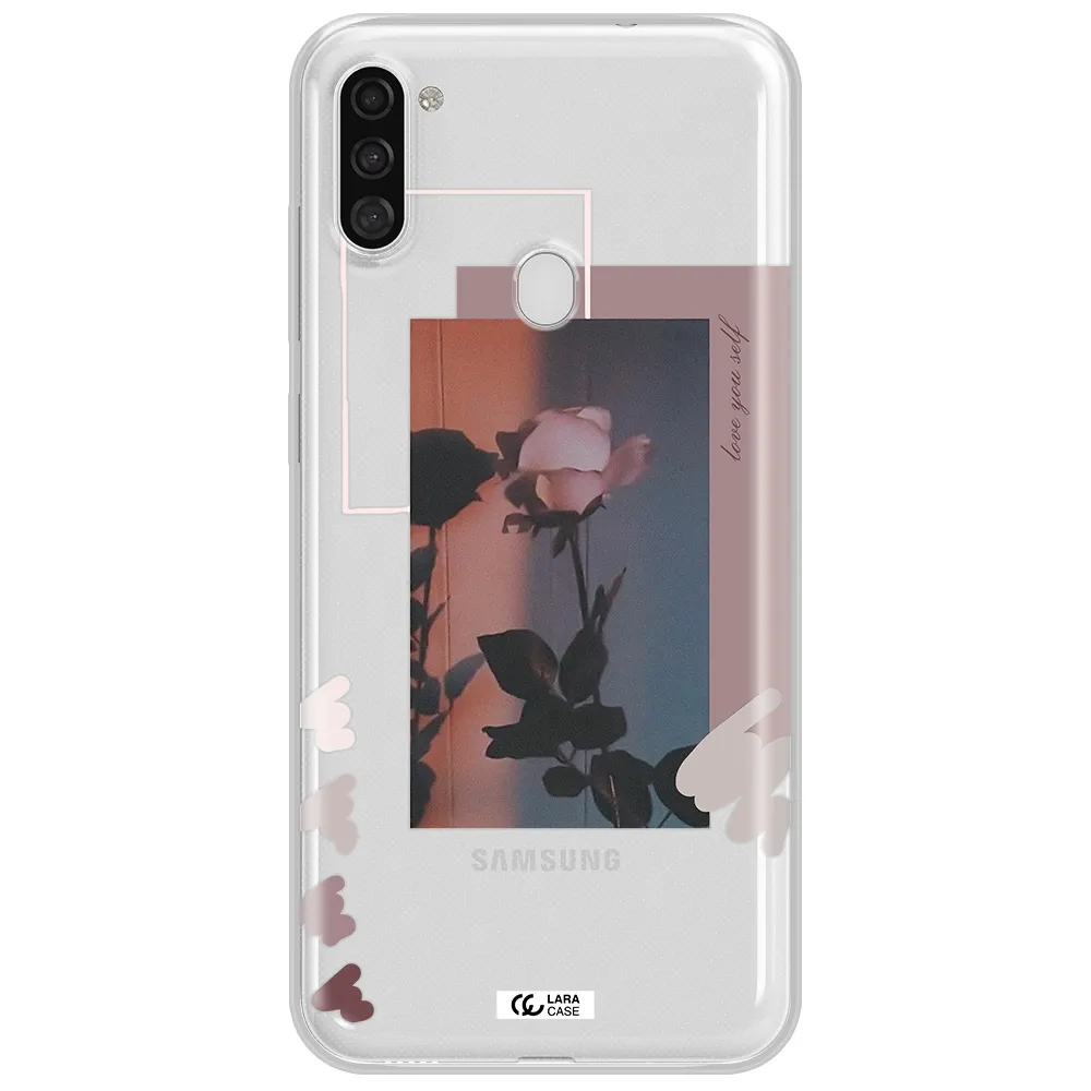 Pink Rose Samsung A11 Clear TPU Case