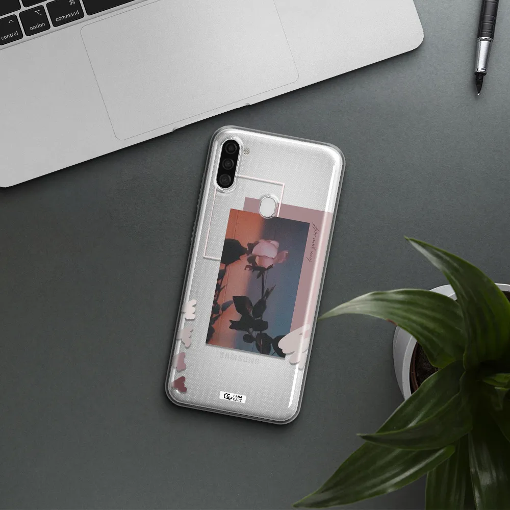 Pink Rose Samsung A11 Clear TPU Case