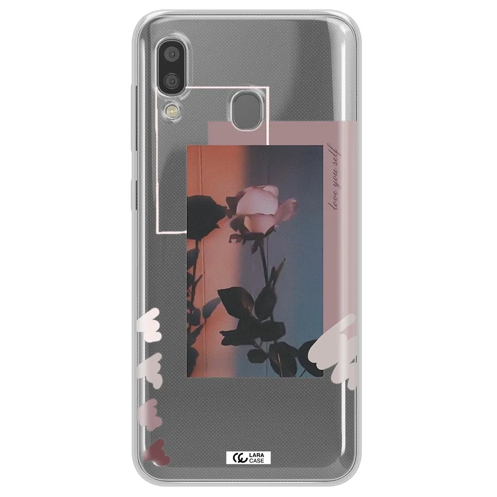 Pink Rose Samsung A20 Clear TPU Case