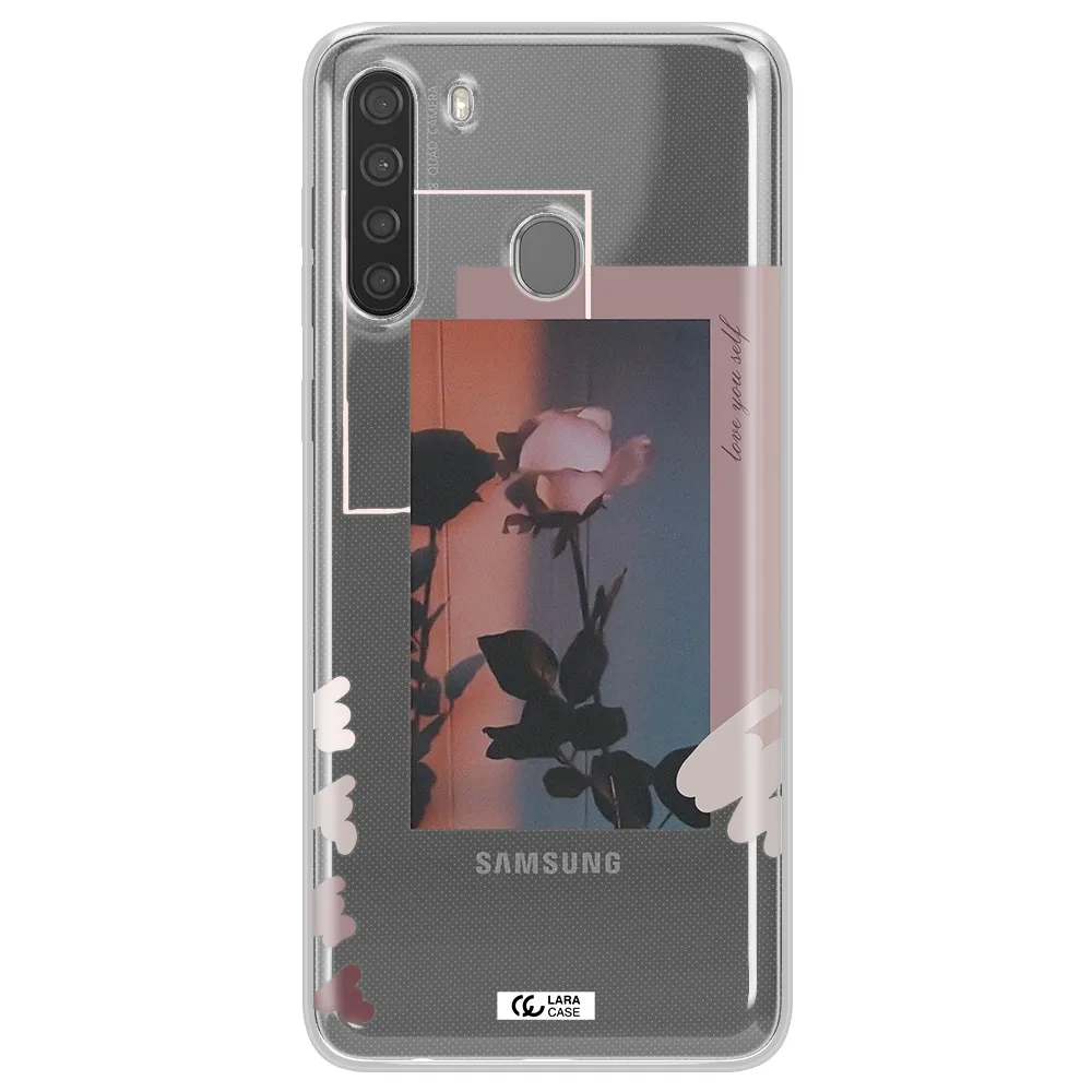 Pink Rose Samsung A21 Clear TPU Case